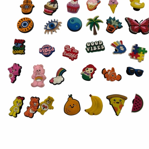 Large Jibbitz Charm Lot Crocs Shoe Charms Rainbow Food Animals Good Vibes - Picture 5 of 16